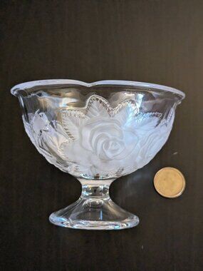 Vintage Mikasa Winter Rose frosted glass footed bowl